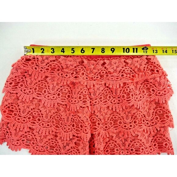 Miss Me Orange Crochet Knit Tiered Short Shorts Womens Size Small - Picture 5 of 6